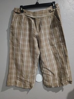 Connection 18 Tan Plaid Capri Pants